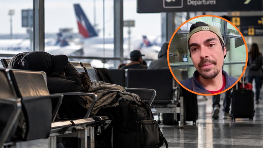 Hombre en el aeropuerto de Santiago