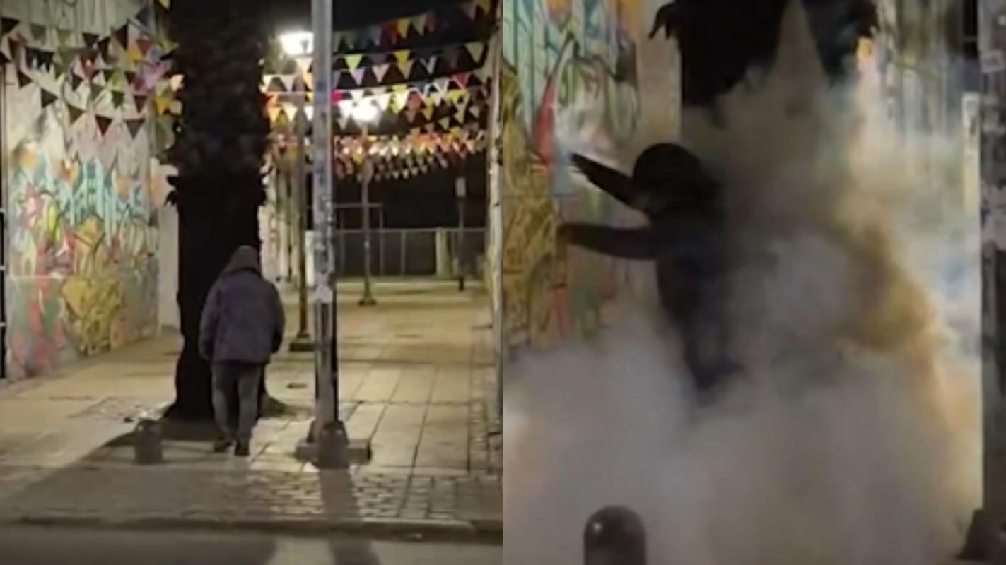 Dispositivo que libera humo en Valparaíso