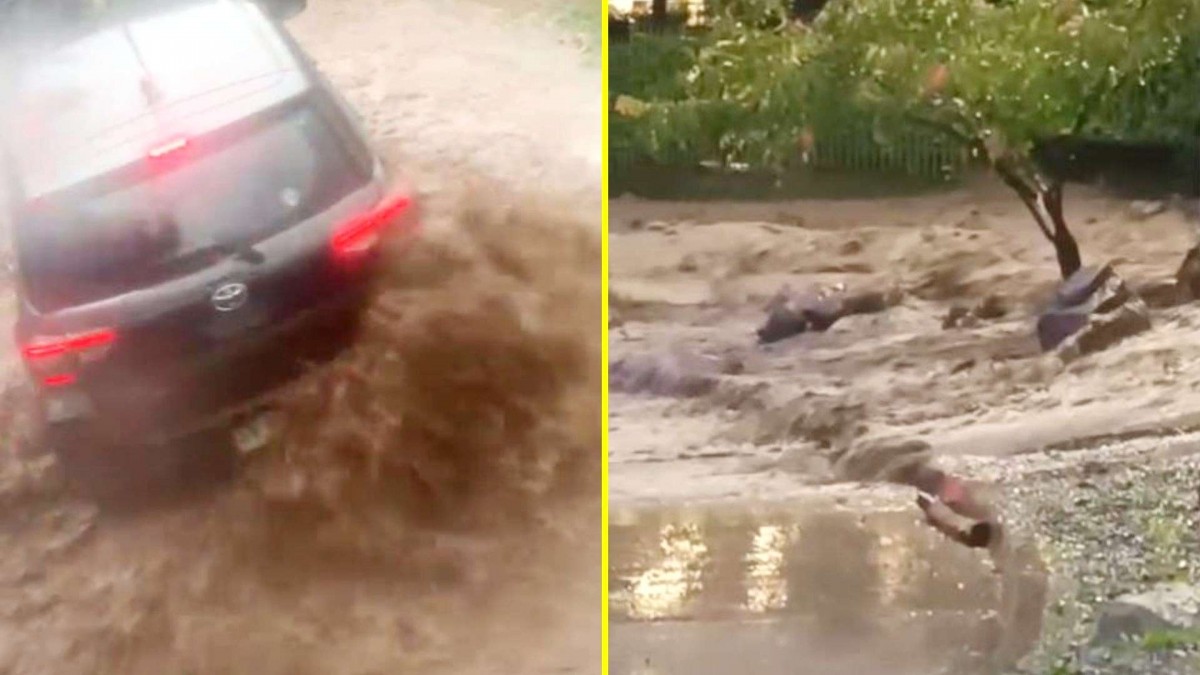 Calles inundadas en Las Condes