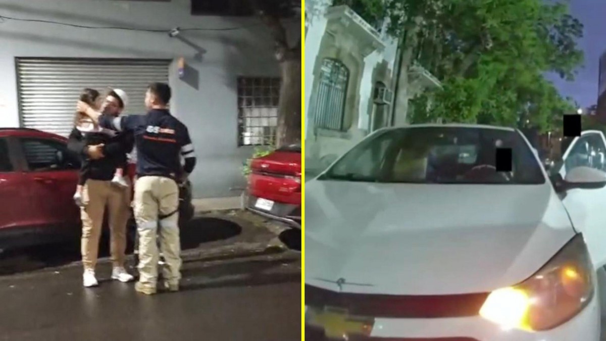 Niña rescatada de auto robado en Santiago